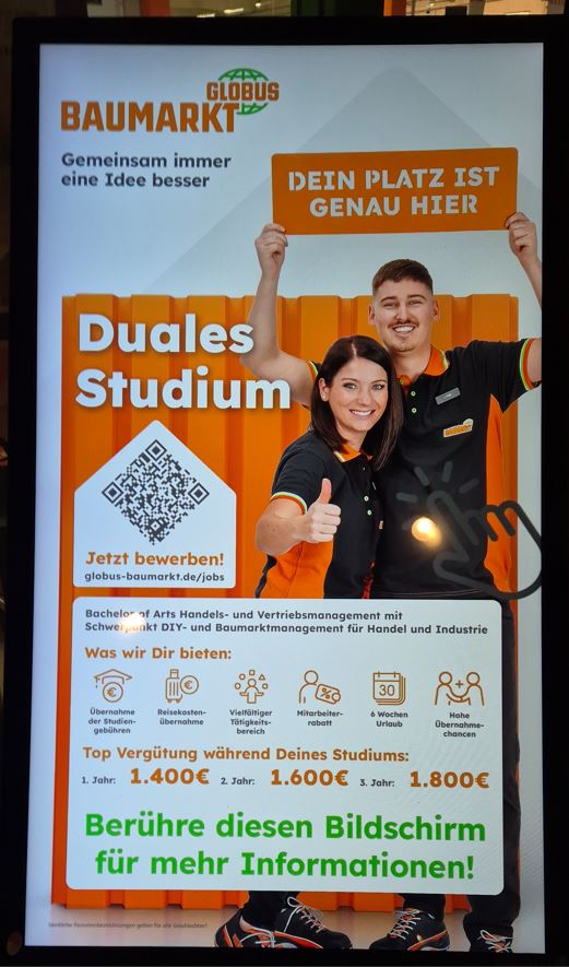 KW-32-2025: Unternehmen bewerben das duale Studieren, hier: GLOBUS Baufachmärkte